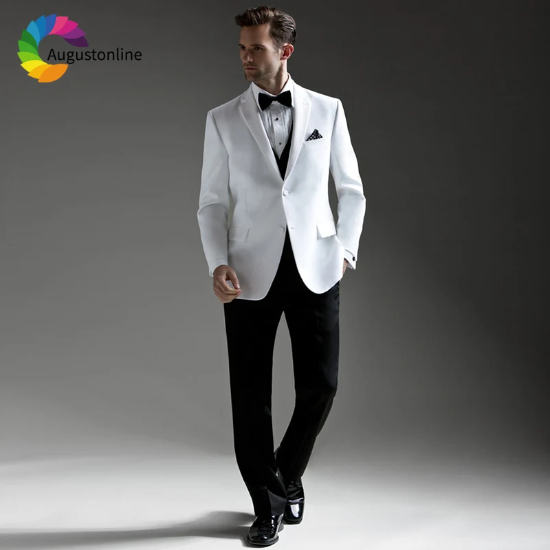 White Men Suits Wedding Suits Blazer Custom Slim Fit Casual Groom Tailored Tuxedo Best Man Prom Costume Homme Mariage 3 Pieces