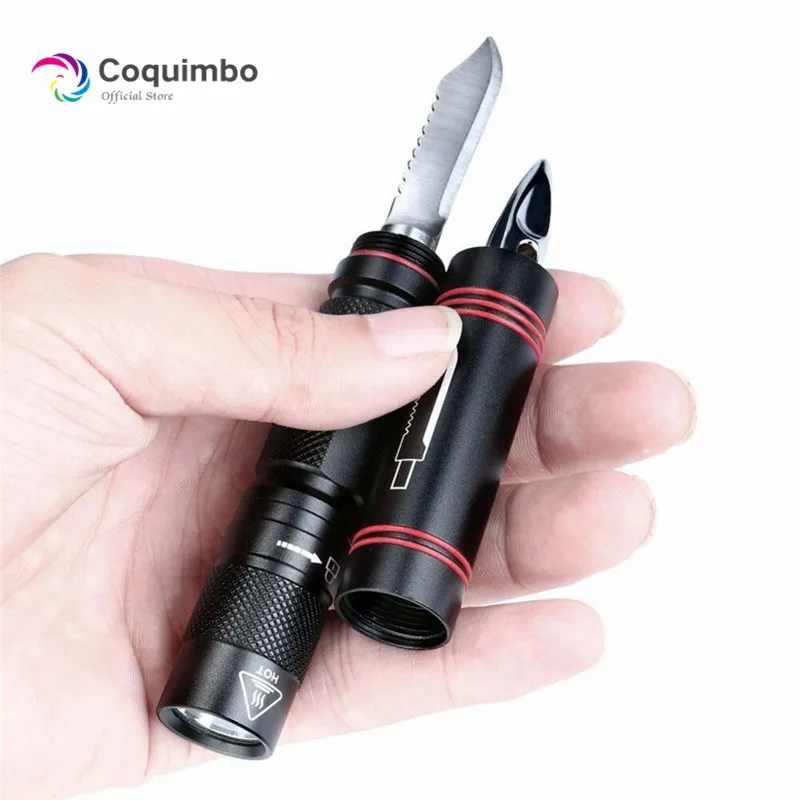 

Portable Multifunction XPE LED Flashlight Torch 1000 LM Hiking Camping Pen Light With Protection Function Tactical Knife