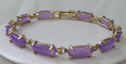 

2 choices wholesale high quality 18KGP/silver plated inlay purple Jade AAA Bracelet fashion jewelry#b01 new