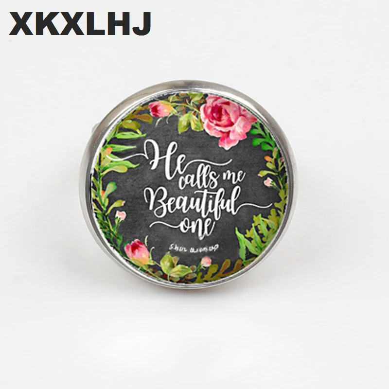 

XKXLHJ New Fashion Ring Letter Printing Glass Dome Bible Fashion Ring Men And Women Christian Jewelry