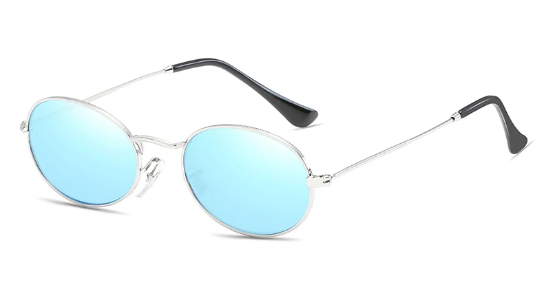 Kachawoo, черные маленькие овальные солнцезащитные очки, мужские, зеркальные, металлическая оправа, Ретро стиль, солнцезащитные очки для женщин, аксессуары для лета, пляжа,, UV400 - Цвет линз: blue mirror