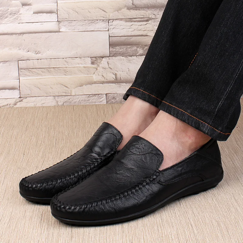 

Men Soft genuine Leather Loafers shoes Summer autumn Male Casual Shoes Genuine Leather Moccasin Flats Breathable Shoes L5