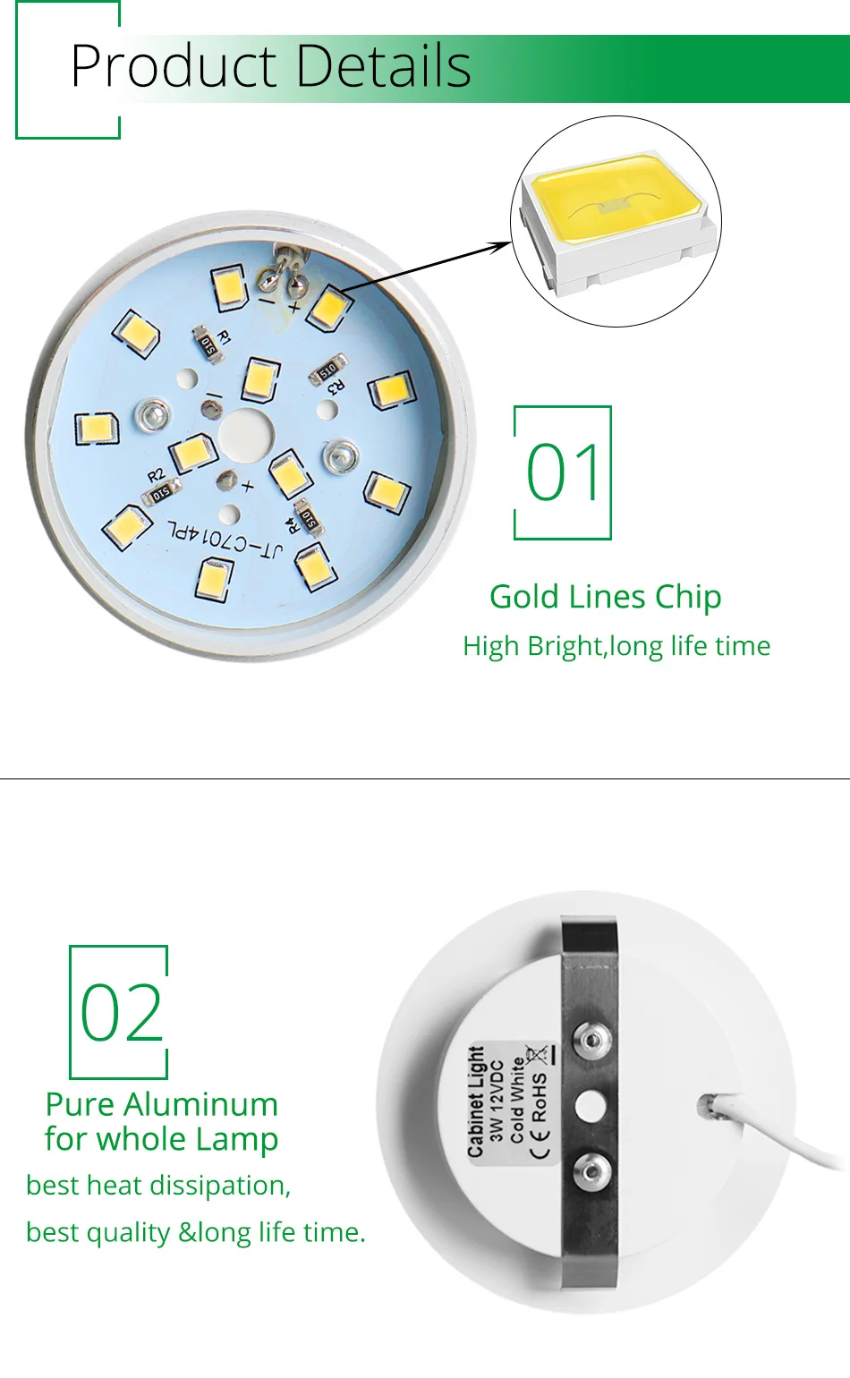 LED Cabinet Lights 12V 3W Kitchen Counter Furniture Shelf Lighting Under Cupboard Wardrobe Furniture Decoration Round Puck Lamps4