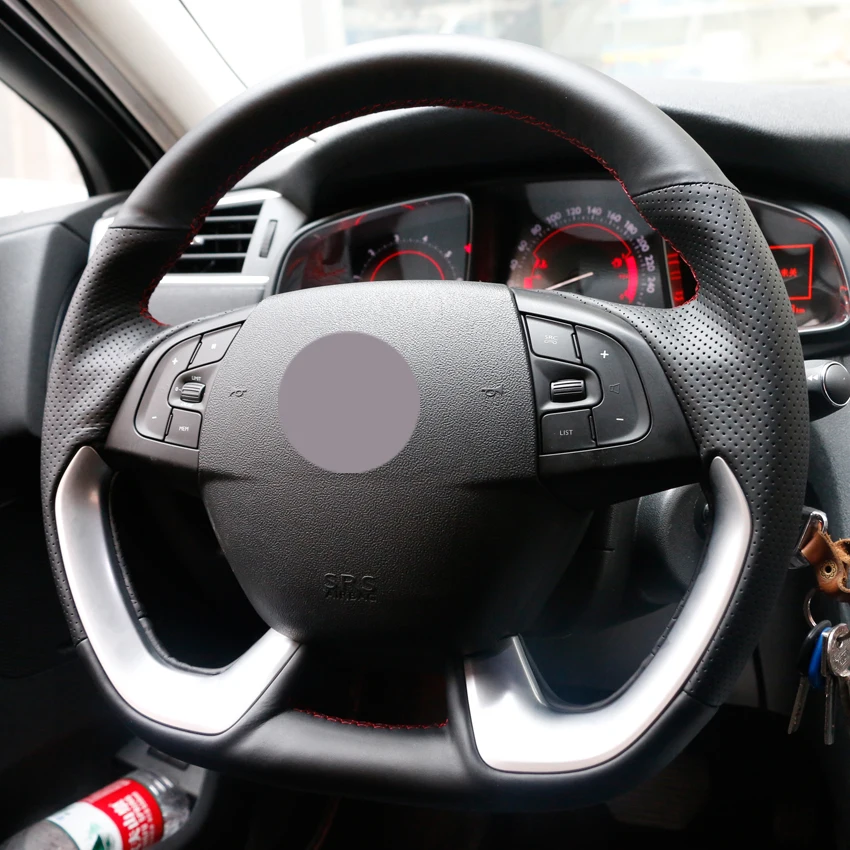

Black Synthetic Leather Car Steering Wheel Cover for Citroen DS5 DS 5 DS4S DS 4S
