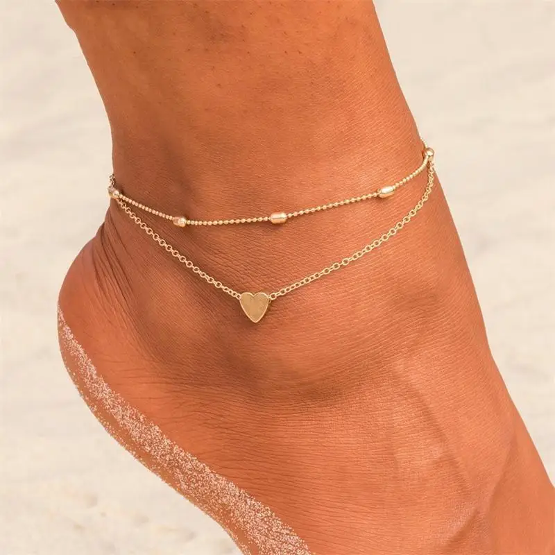 

MISANANRYNE Simple Heart Female Anklets Barefoot Crochet Sandals Foot Jewelry Leg New Anklets On Foot Anklet Women Leg Chain