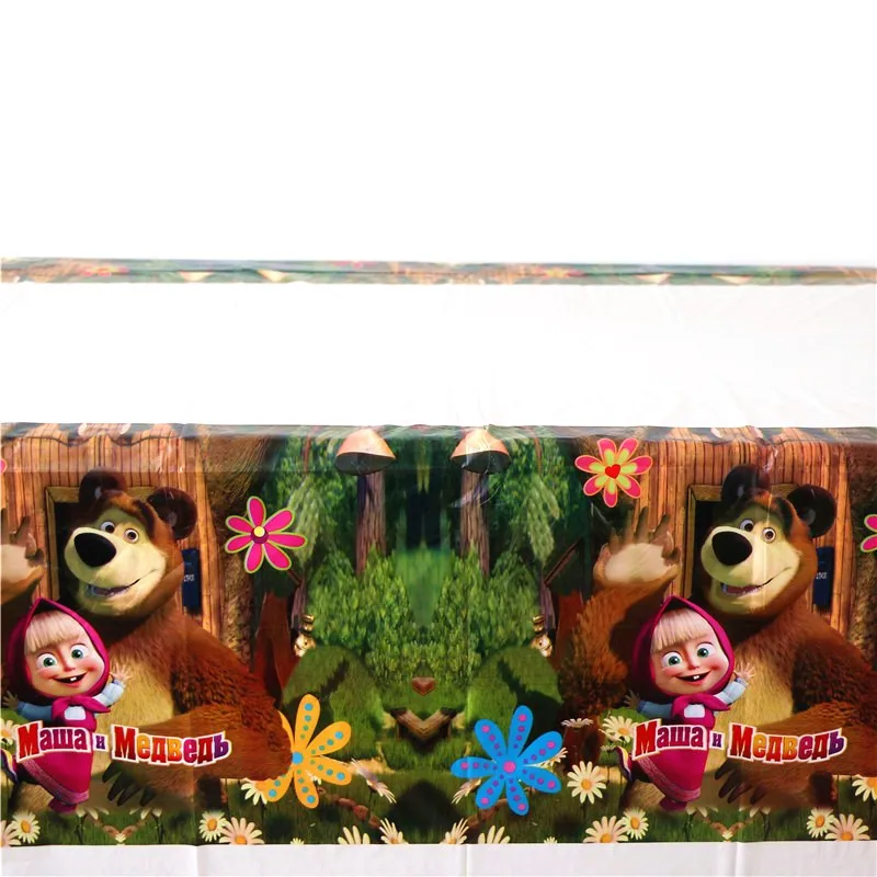 Тема «Маша и Медведь» 61 шт./партия День рождения девочки бумажные стаканы для вечеринки тарелка скатерть вечерние мультфильм конфеты подарок сумка поставки
