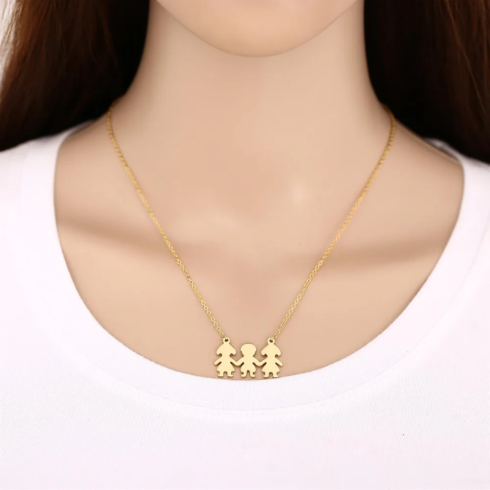 AMORUI Boy & Girl BFF Friend Choker Collar Chain Necklace Rose Gold Gold Silver Family Collier Femme Necklaces Colares Joyas
