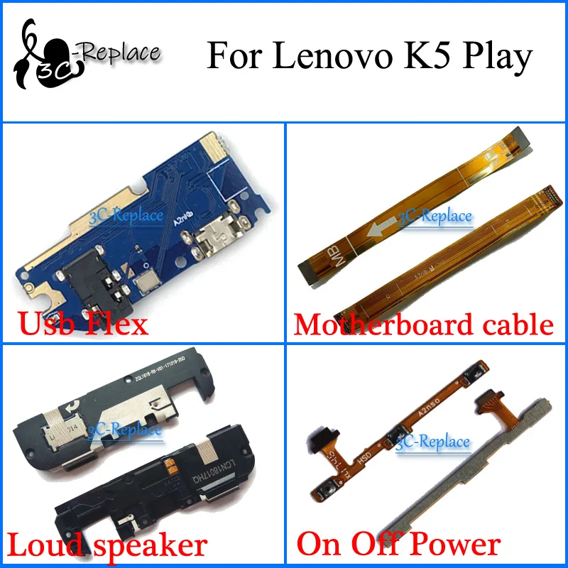 

For Lenovo K5 Play L38011 L38021 Usb Flex Motherboard cable Loud speaker On Off Power Flex Cable