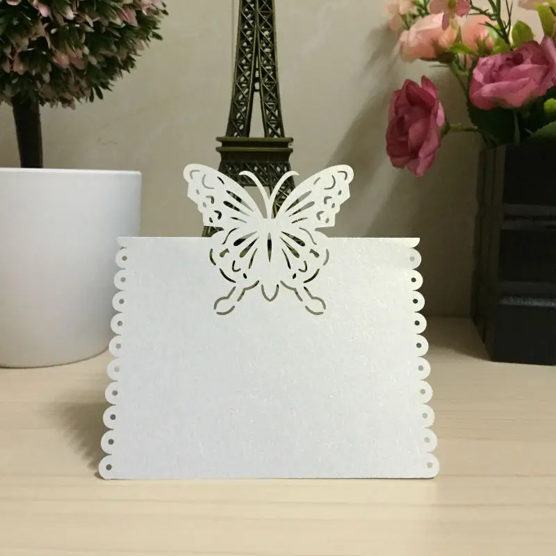 Лазерная резка, настольный карточки с именем/открытки Свадебные вечерние свадебные приглашение на вечеринку дня рождения Украшение стола