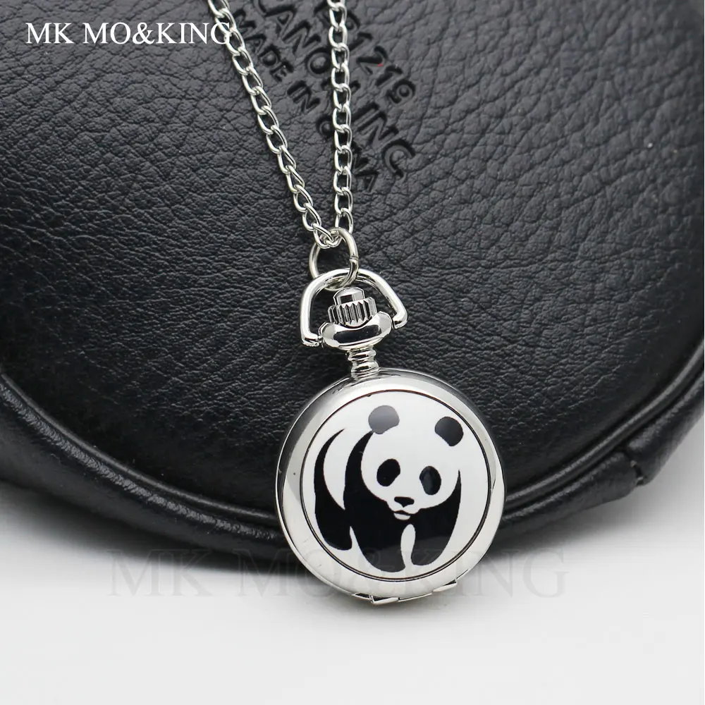 

Fashion Cute Black and White Giant Panda Cartoon Child Pocket Watch Casual Quartz Boy Girl Pocket Pendant Watch Gift reloj