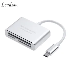 USB C 3.0 Card Reader Leadzoe Aluminum Type C 3-Slot Flash Memory Card Reader for CF/SD/TF Micro SD/MD/MMC/SDHC/SDXC Flash Cards карт ридер satechi aluminum type c usb 3 0 and micro sd card reader rose gold b01eu2krlu st tccrar