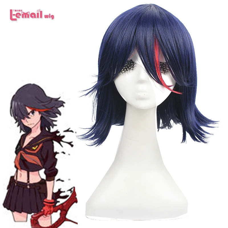 

L-email Anime KILL la KILL Matoi Ryuuko Cosplay Wig Dark Blue Short Synthetic Hair Peruca Pelucas