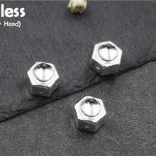 Uglyless Real S925 Sterling Silver Hexagon Beading Accessories Jewelry DIY Handmade Geometric Spacer Beads Personalized Findings
