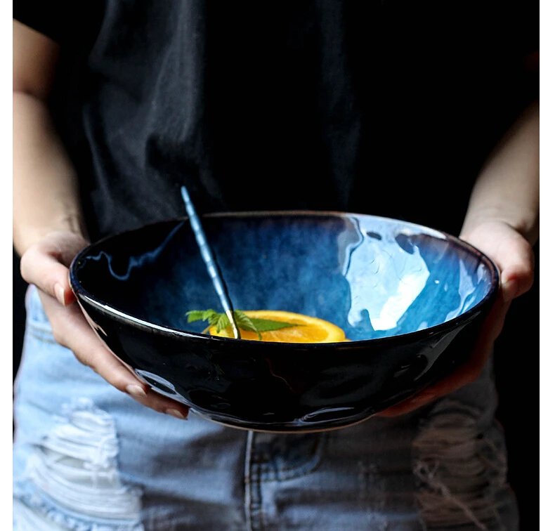 KINGLANG Ретро японская керамическая миска для супа свежие фрукты салат ручной работы в виде лапши чаша быстрого приготовления noodl