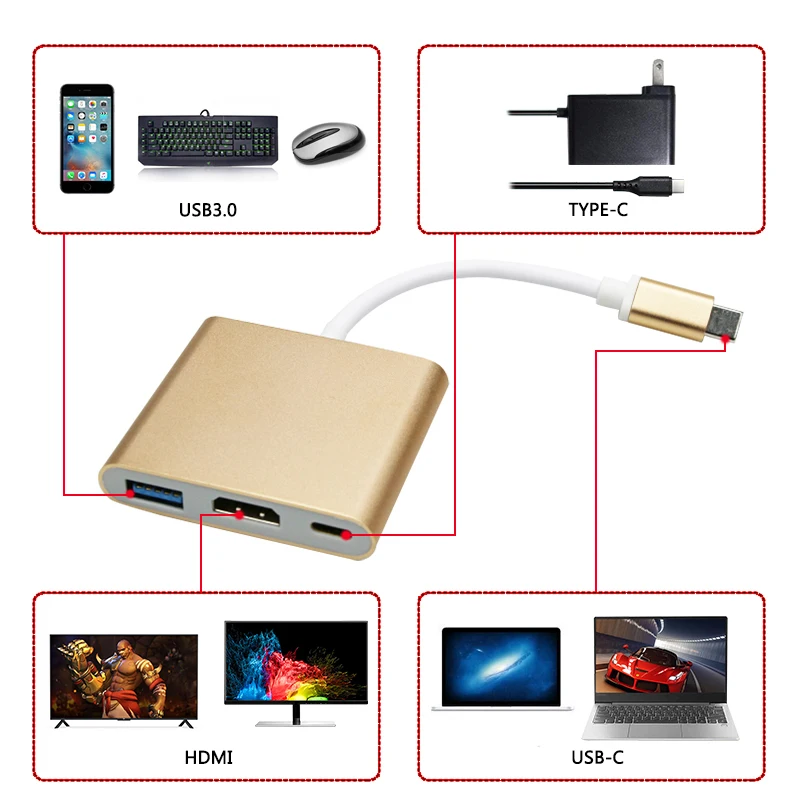 HDMI тип-c адаптер док-станция для пульта дистанционного управления для телевизора HDMI конвертер адаптер для MacBook Xiaomi ноутбук телефон