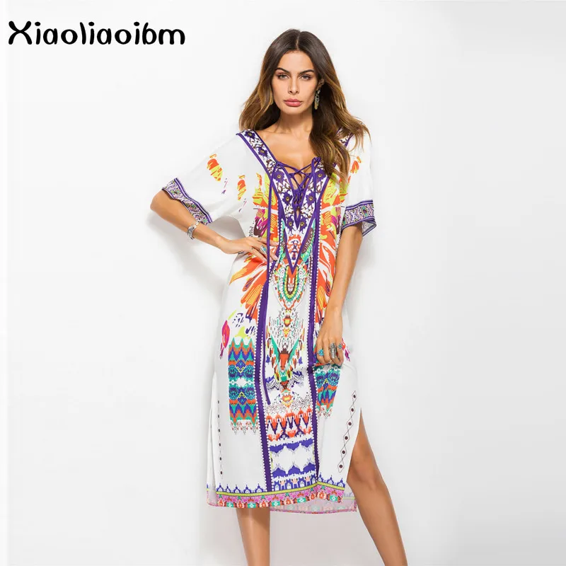 Bohemian Dress Woman Summer Vittoria Vicci Big Size See Through Plus Women Clothing Boho Dresses Loose Beach | Женская одежда