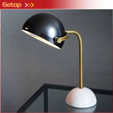 Retro Imitation Copper Gold Black Marble Base Reading Table Lamp Modern Creative Metal Shade Living room hotel bedroom Desk Lamp willlustr table lamp desk light modern lighting transparent clear glass shade metal base stand silver black color radar design