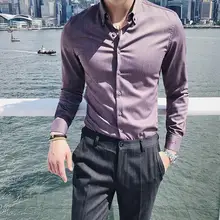 Стиль, модная мужская Весенняя Высококачественная деловая рубашка из ткани/Мужская Удобная облегающая одежда, рубашки с длинным рукавом, Размер 3XL