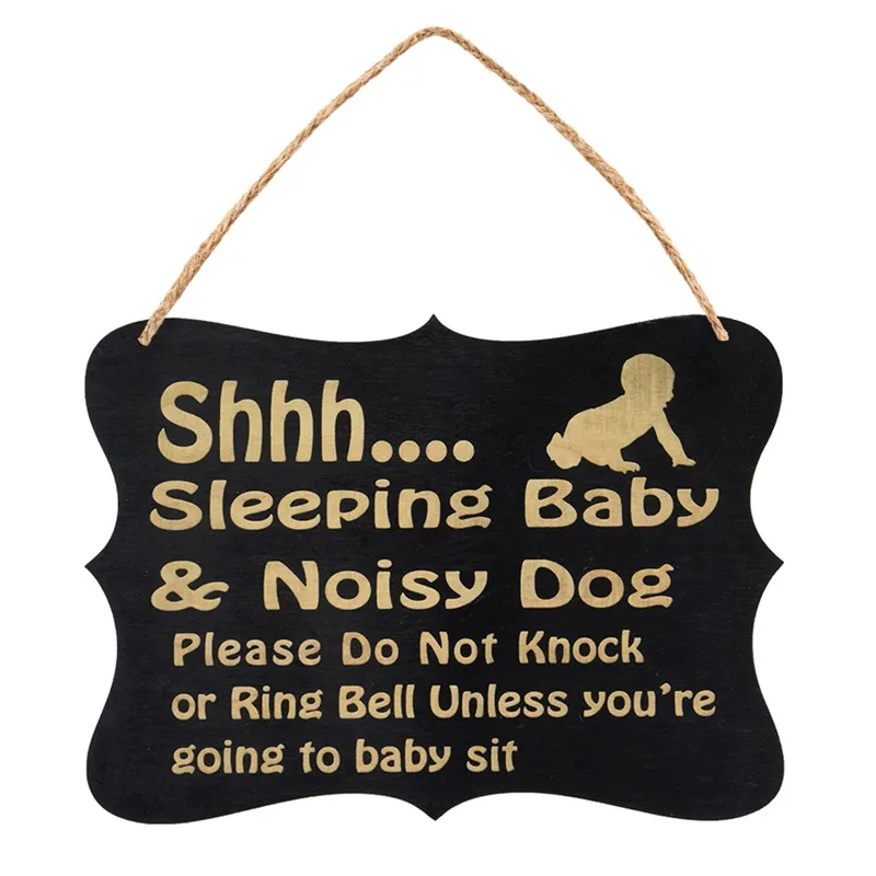 Wooden Hanging Sign Board Sleeping Baby Pendant Double-Sided lackboard Printing BBaby Room Listing Crafts Home Decorati | Дом и сад