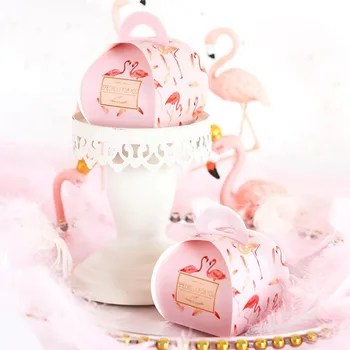 

2019 New style 5 pcs 5.5x5.5x6.5cm small Flamingo pink gift box creative wedding candy box packaging for Wedding & Engagement