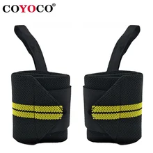 1 пара регулируемый фиксатор сустава Поддержка браслет COYOCO бренд профессионального спорта Тяжелая атлетика Напульсники запястья защиты желтый
