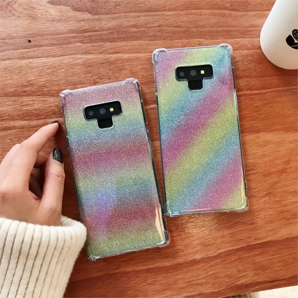 

Armor Gradient Aurora Laser Case For Samsung Galaxy Note 9 S10 Plus S10E Cover Silicone TPU Soft Phone Cases A10 A30 A40 A50 A70