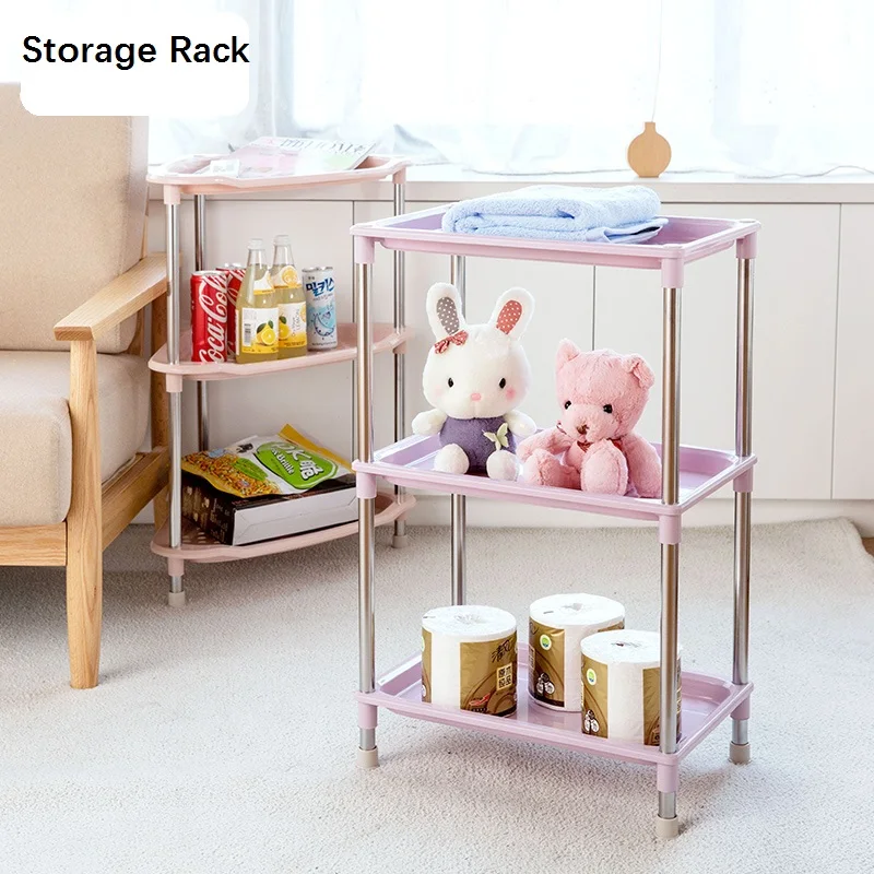 Movable Storage Rack Kitchen Multi storey Shelf Plastic Storage Shelf