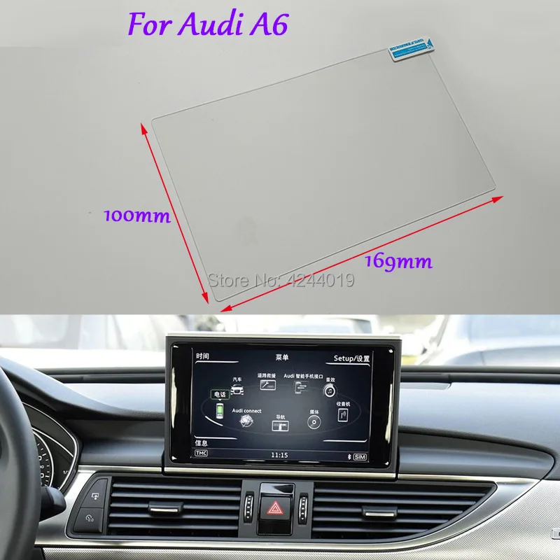 

Tommia Car Styling GPS Navigation Screen Glass Protective Film Sticker DVD Protective Film For Audi A6 Auto Accessories