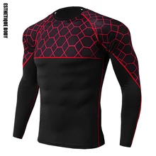 Новая быстросохнущая компрессионная футболка с длинными рукавами мужские беговые Колготки Бодибилдинг компрессия рубашки мужские RunningT-Shirt
