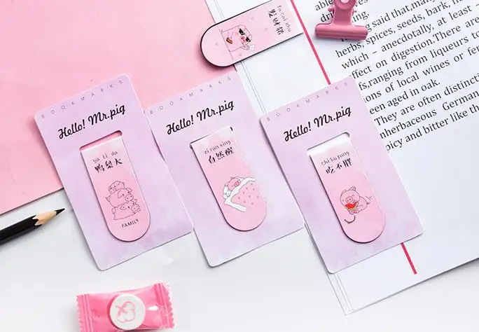 4 шт./компл. Kawaii животное Розовая Свинья бумажный магнит закладки бумажные зажимы школьные офисные поставки Escolar Papelaria подарочные канцелярские принадлежности