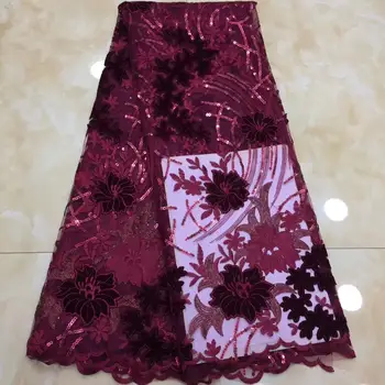 

French Tulle Mesh Lace Fabric 2019 Luxury velvet Lace Fabric Nigerian Tulle Lace Fabric for Wedding Dress