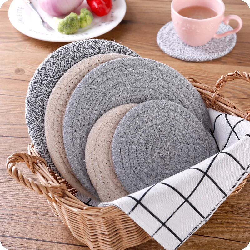 

Nordic Style Round Cotton Dining Table Mat Coffee Cup Mug Coaster Heat Insulation Mat Kitchen Table Placemat