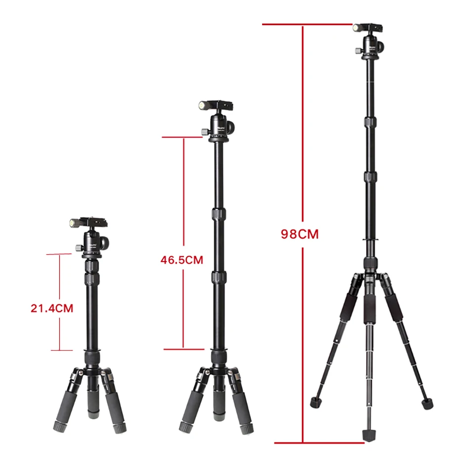 XILETU FM5S Alluminum Tabletop Tripode Lightweight Travel Stand Mini Tripod with 360 Degree Ball He