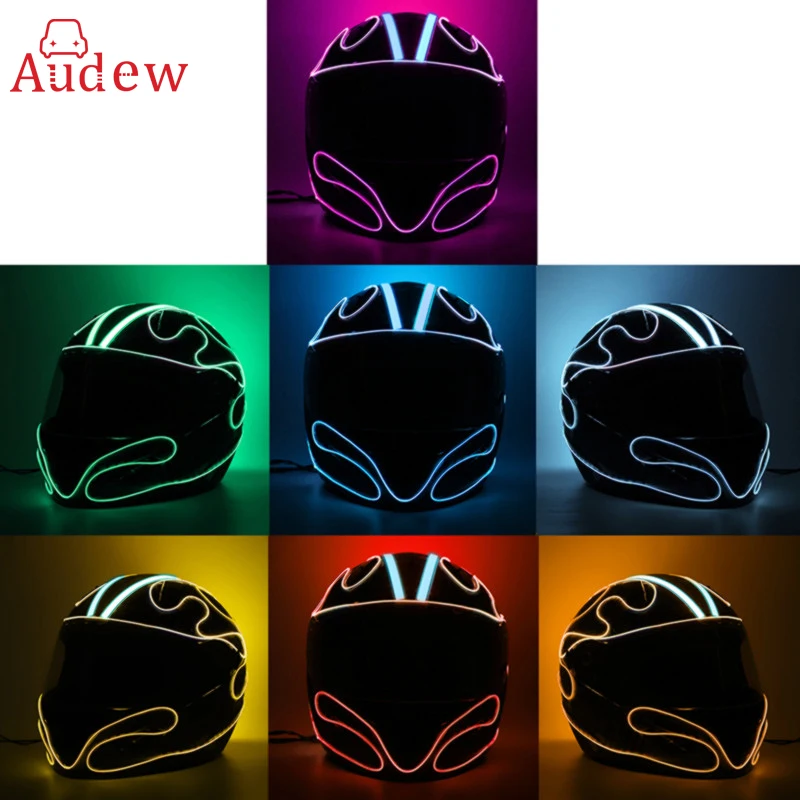 

New 9Color Motorcycle Helmet EL Cold Light Strip Bicycle EL Wire DIY Fashion Decoration Helmet Sticker Light Mode Night Signal