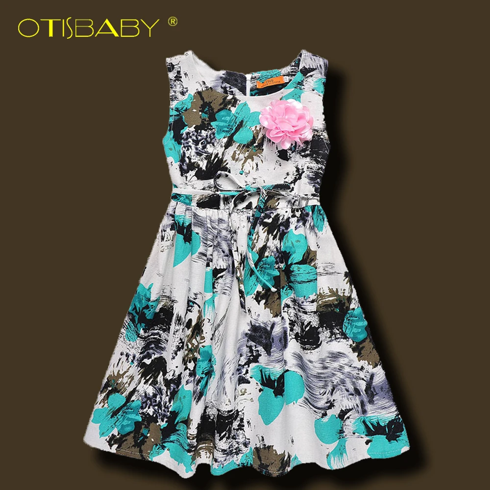 

Summer 2017 Childrens Retro Print Floral Girls Princess Vintage Dresses for Girl Kids robe Children Flower Clothing Vestidos HOT