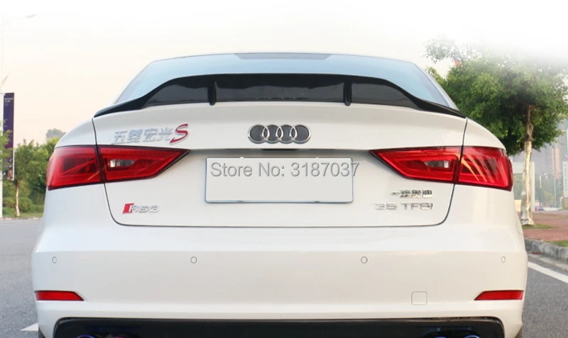 Для Audi A3 S3 форма губ автомобиль 4 двери из углеродного волокна заднее крыло багажника спойлер задний спойлер крыло багажника для губ, обувь для езды на стайлинга автомобилей