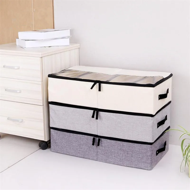 

LASPERAL Foldable Dustproof Thicken Cotton And Linen Covered Storage Box Organizer For Scarfs Socks Home Storage Drawer Closet