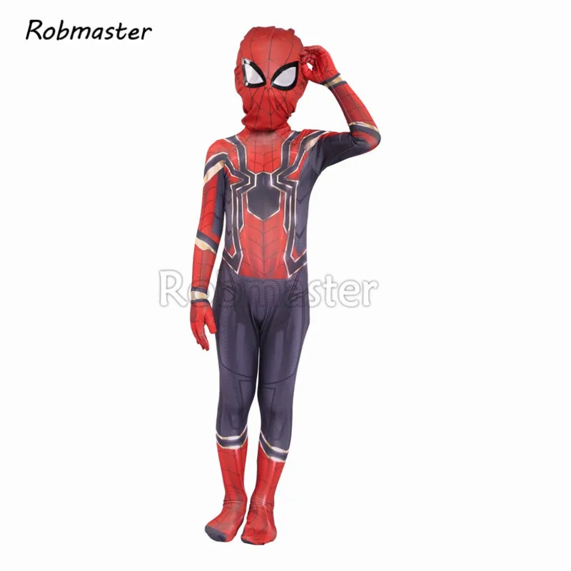 Newest Iron Spiderman Cosplay Costume Avengers Spider Zentai for Kids Boys Halloween Superhero Spiderman Bodysuit Suit Jumpsuit