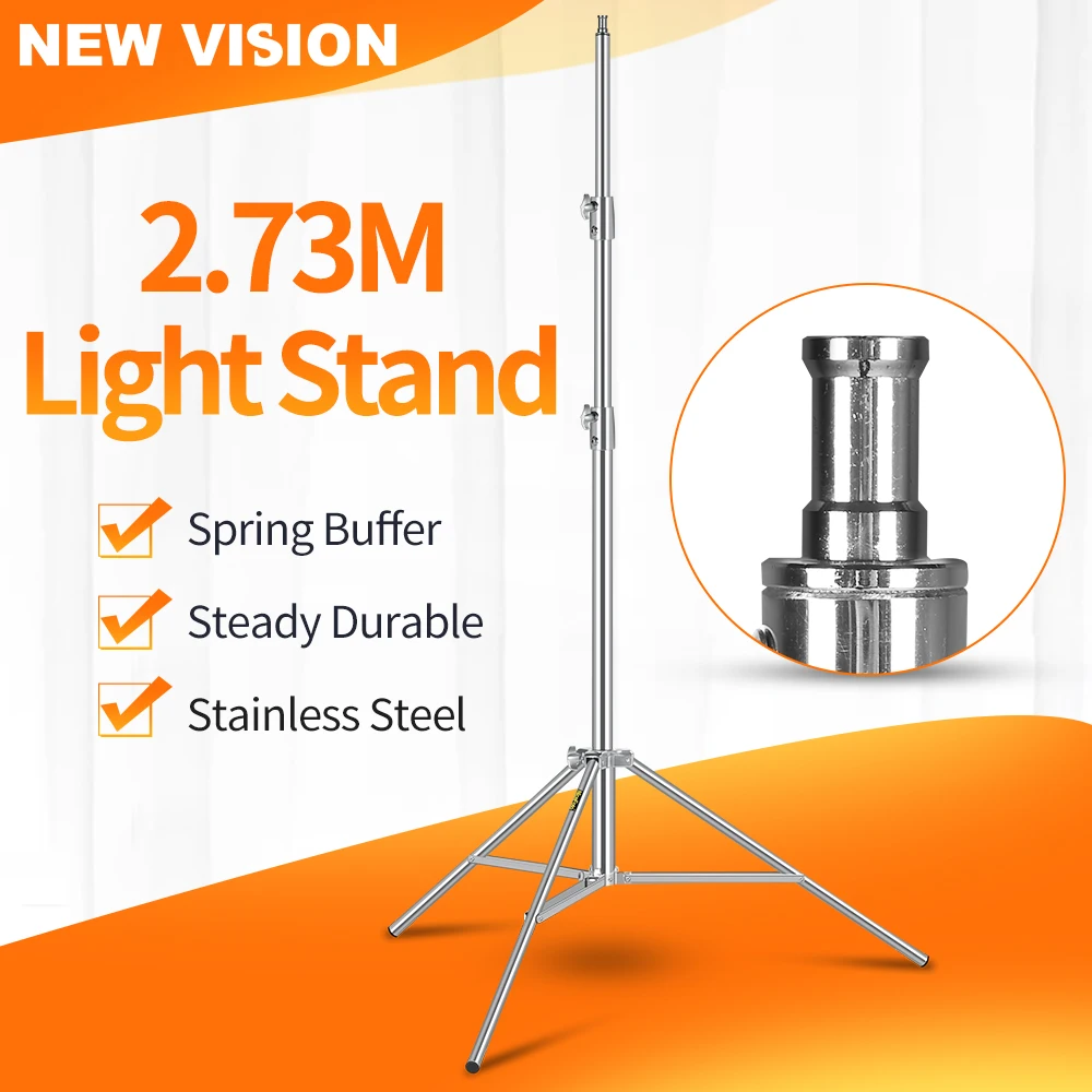 

Stainless Steel 2.73M Heavy Duty Light Stand Tripod with for Photo Studio Softbox Video Flash Umbrellas Reflector Lighting