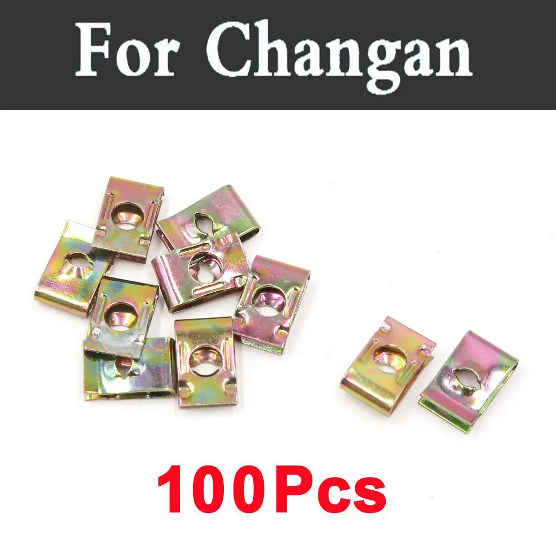 

100pcs Bronze Tone Spring Metal Car Styling Door Panel Spire Screw U-Type Clips For Changan Benni Cs35 Cs75 Eado Raeton Z-Shine