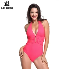 LEBESI Новое поступление женский купальный костюм плюс размер купальники чистая поверхность Монокини открытая спина купальник M-4XL