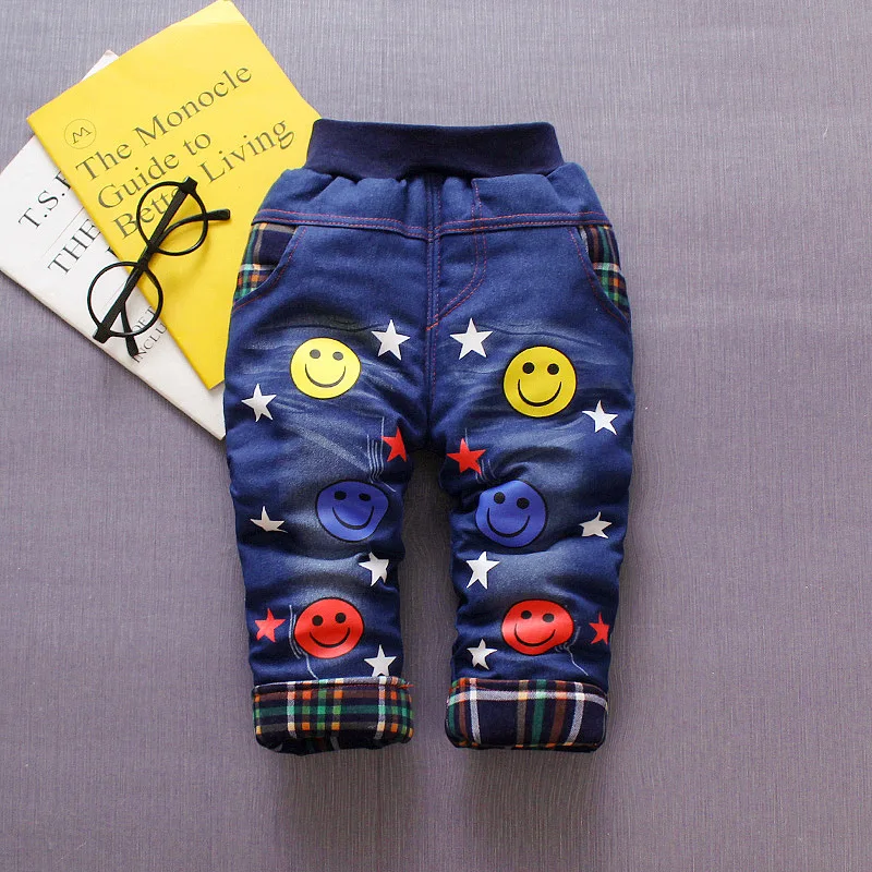 BibiCola infant boys denim pants newborn boys winter thicken plus