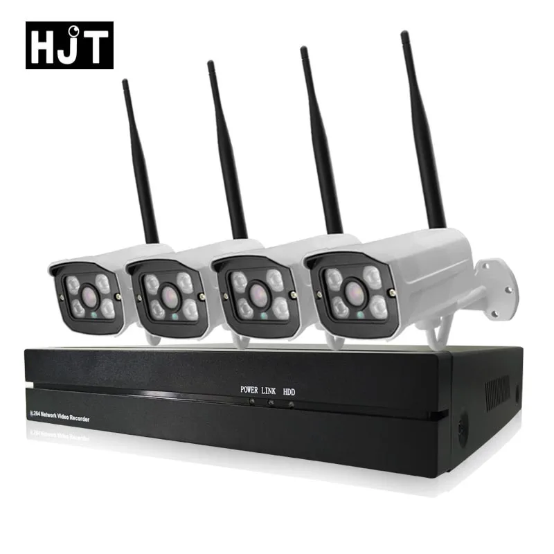 

HJT 4CH 720P 1.0MP Wireless Wifi IP Camera Kit Surveillance with 8ch NVR Onvif Network P2P CCTV Camera System Security Outdoor