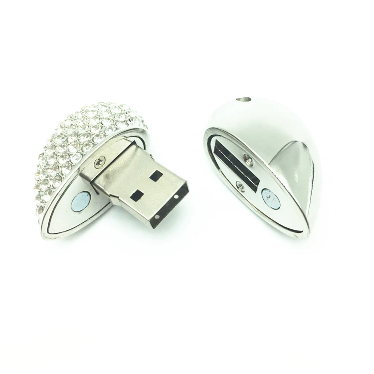 Металлический кристалл сердце USB флэш накопитель + Подарочная коробка