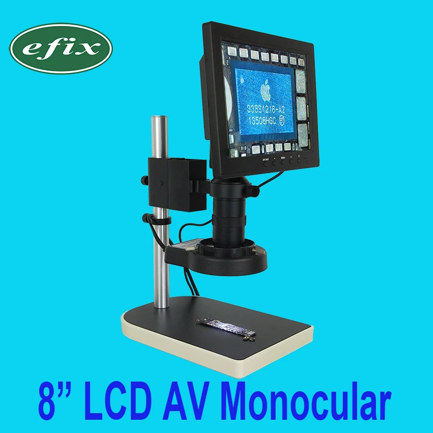 Efix 2MP " ТВ AV ЖК-монитор цифровая камера Лупа микроскоп+ светодиодный светильник подставка для объектива Ремонт телефона BGA чип IC Инструменты для пайки