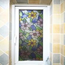 Цветочная стеклянная пленка, оконная наклейка, статическая, цепляется, матовая, защита конфиденциальности, ПВХ, декоративная пленка для мебели 60*200 см