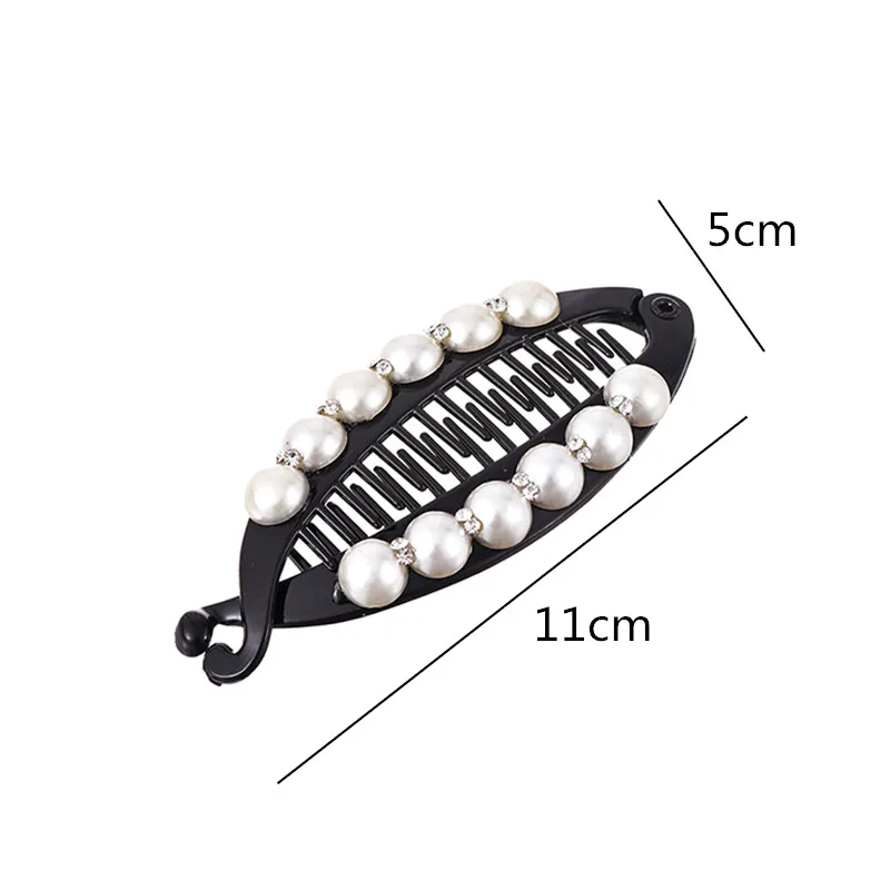 M MISM New Arrival Pearl Banana Hair Claws Faux Clips Rhinestone Hair Accessories Hairpins for Women Barrettes Headband