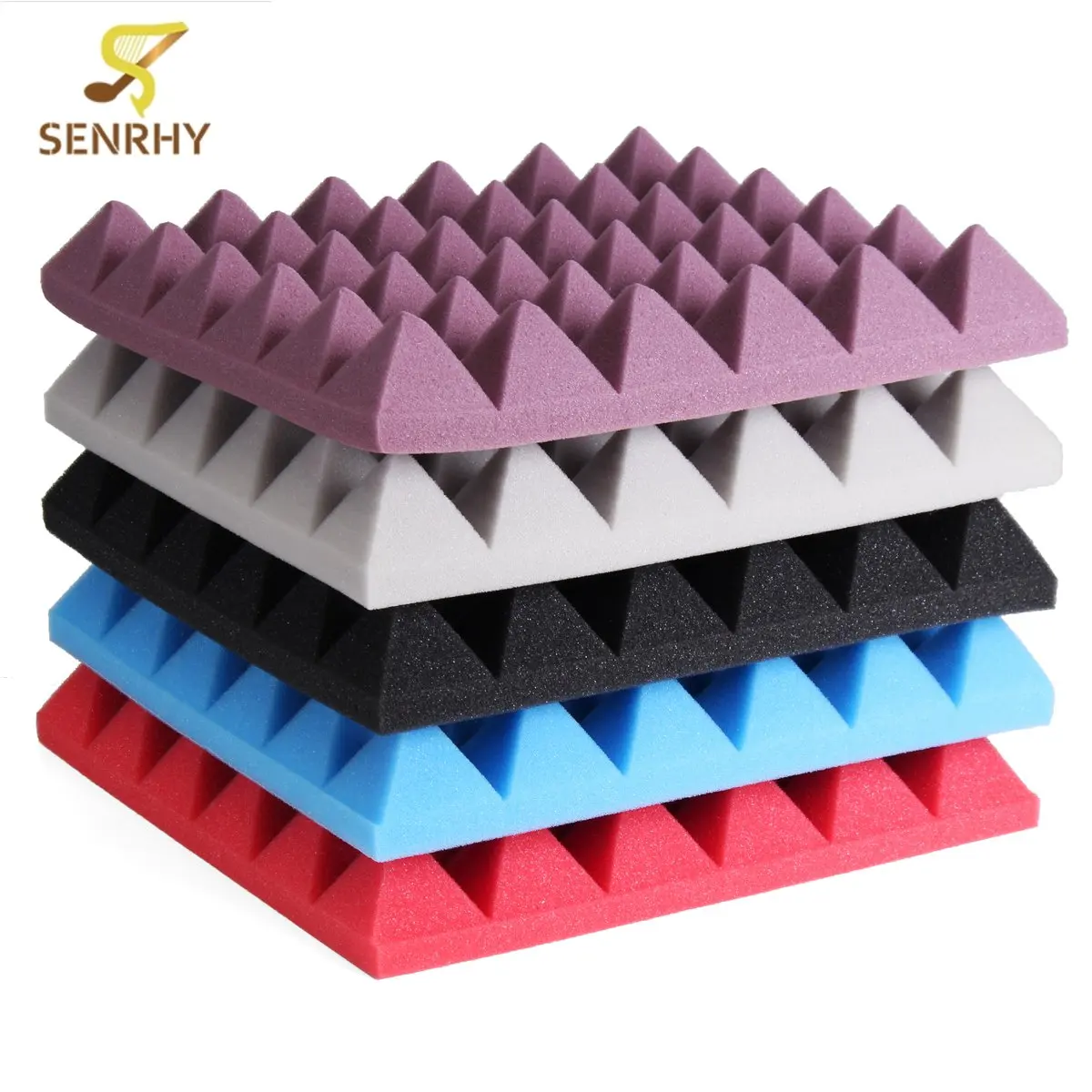 

SENRHY High Density Retardant Pyramid Foam Sound Proofing Do Not Fold Studio Acoustic Sound Absorption Flame 300X300X50mm