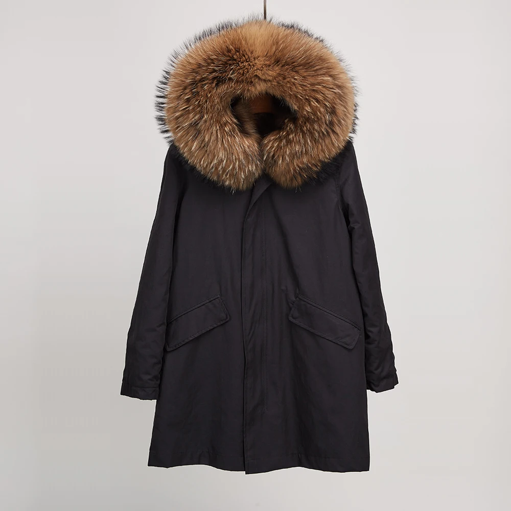 

Real Wolf hair fox fur Liner parka winter jacket women long parkas coat raccoon fur collar hooded long sleeves