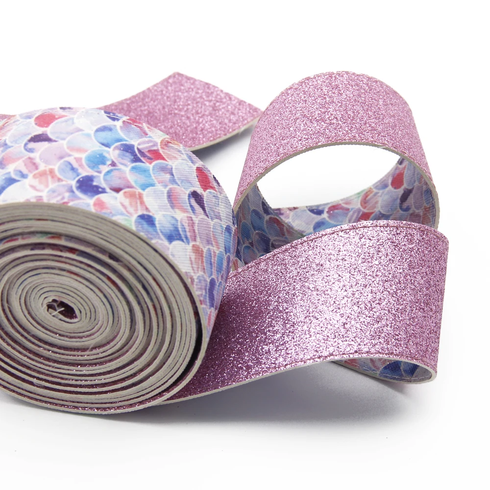 

David accessories 1"25mm Fish scale faux artificial Synthetic leather tape ribbon hair bow diy decoration crafts 5yards,5Yc3969